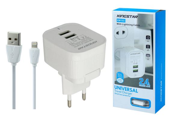 کلگی شارژر با کابل آیفون KINGSTAR KW152i