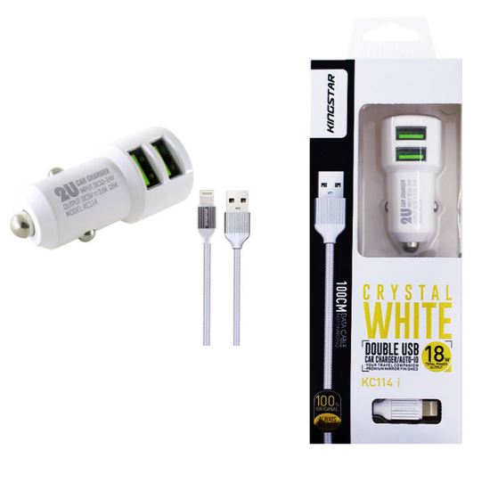 شارژر فندکی با کابل آیفونی KINGSTAR KC-114i