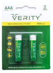 باطری نیم قلمی شارژی -2عدد ی VERITY-HR03 900 mAh