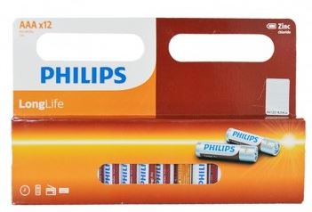 باطری نیم قلمی آلکالاین جعبه 12تایی PHILIPS